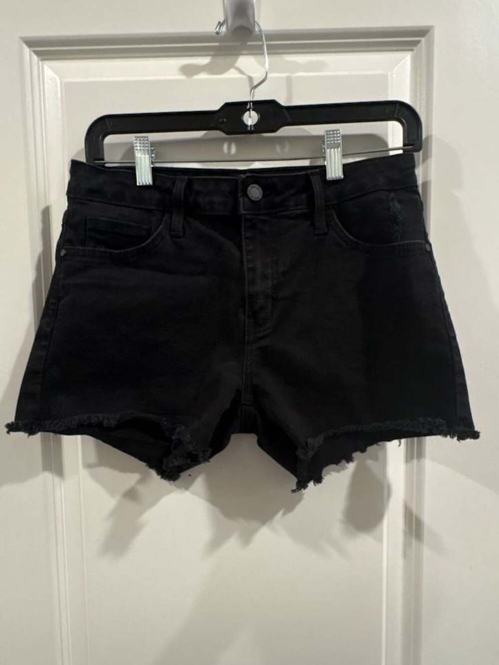 Just Black Denim Shorts Size 27 Black Cut Off Frayed Hem